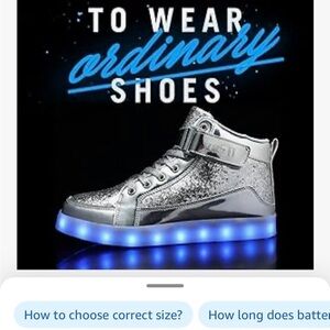 Kids Silver LED High-Top Sneakers - Light-Up Sole